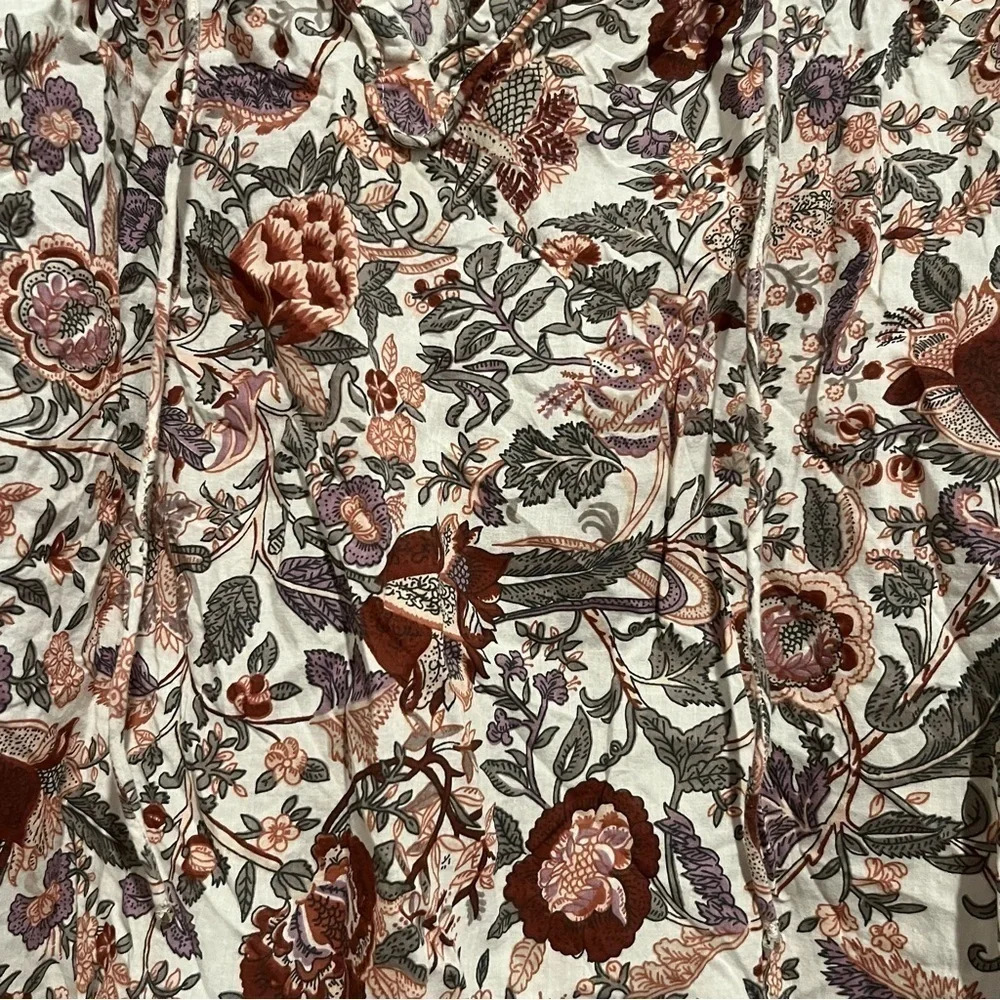 Anthropologie Love The Label Floral Botanical Peasant Ruffle Blouse Size Small